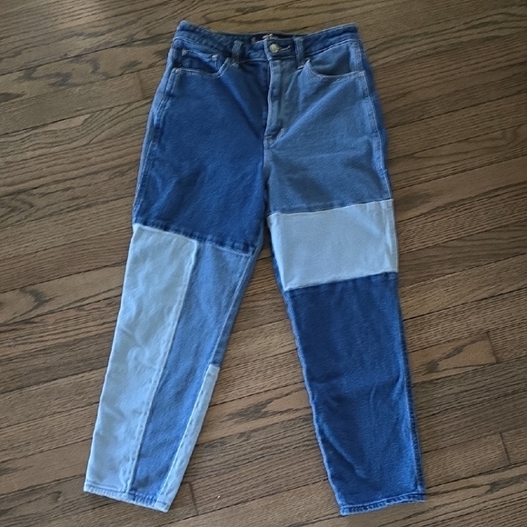 Hollister Patchwork Blue Straight Leg Jeans - Picture 1 of 3